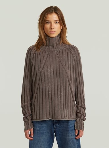 Washed Loose Turtle Knit Pullover